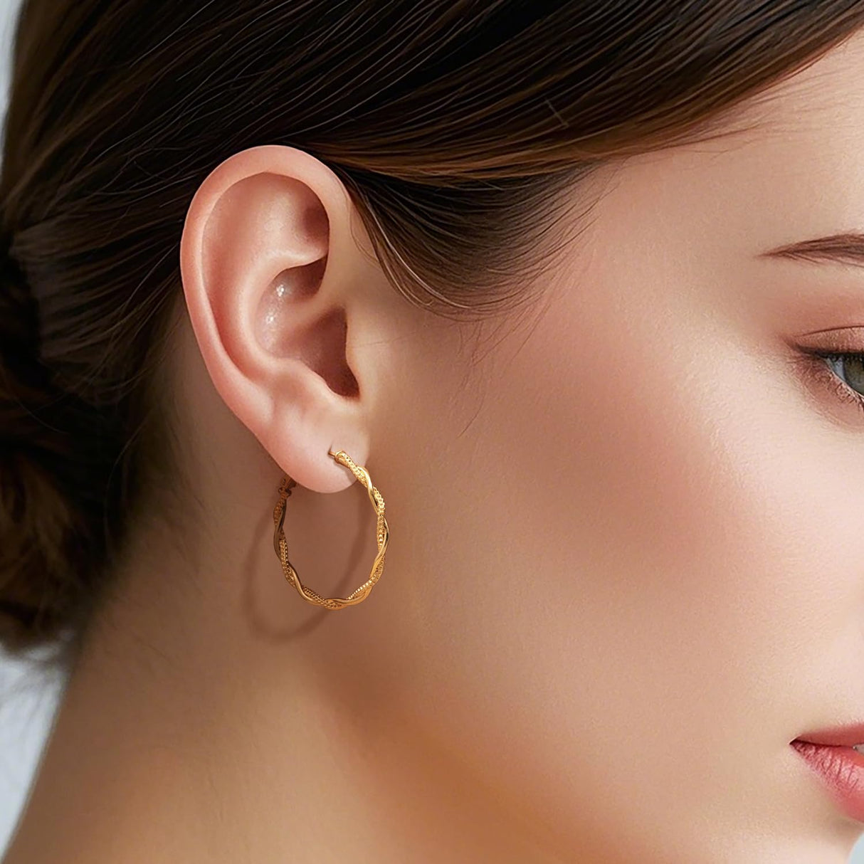 SPACMAG Gold Hoop Earrings for Women 14K Gold Earrings for Women 34mm