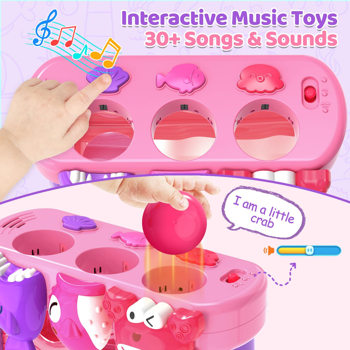 Toys for 1 2 Years Old, Interactive Feeding Toy with Music, Montessori Toys for Boy Girl, Musical Cause and Effect Game for 12-18 Months, Christmas Birthday Gifts for Baby Toddlers Age 1-2