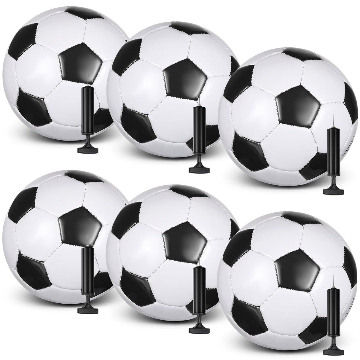 Glimin 6 Pcs Operation Christmas Soccer Ball Bulk with Pump Needles, Size 3 4 5 Deflated Soccer Ball Gift for Youth Adult Game Training Practice Christian Charity Donation Supplies(Size 3,Classic)