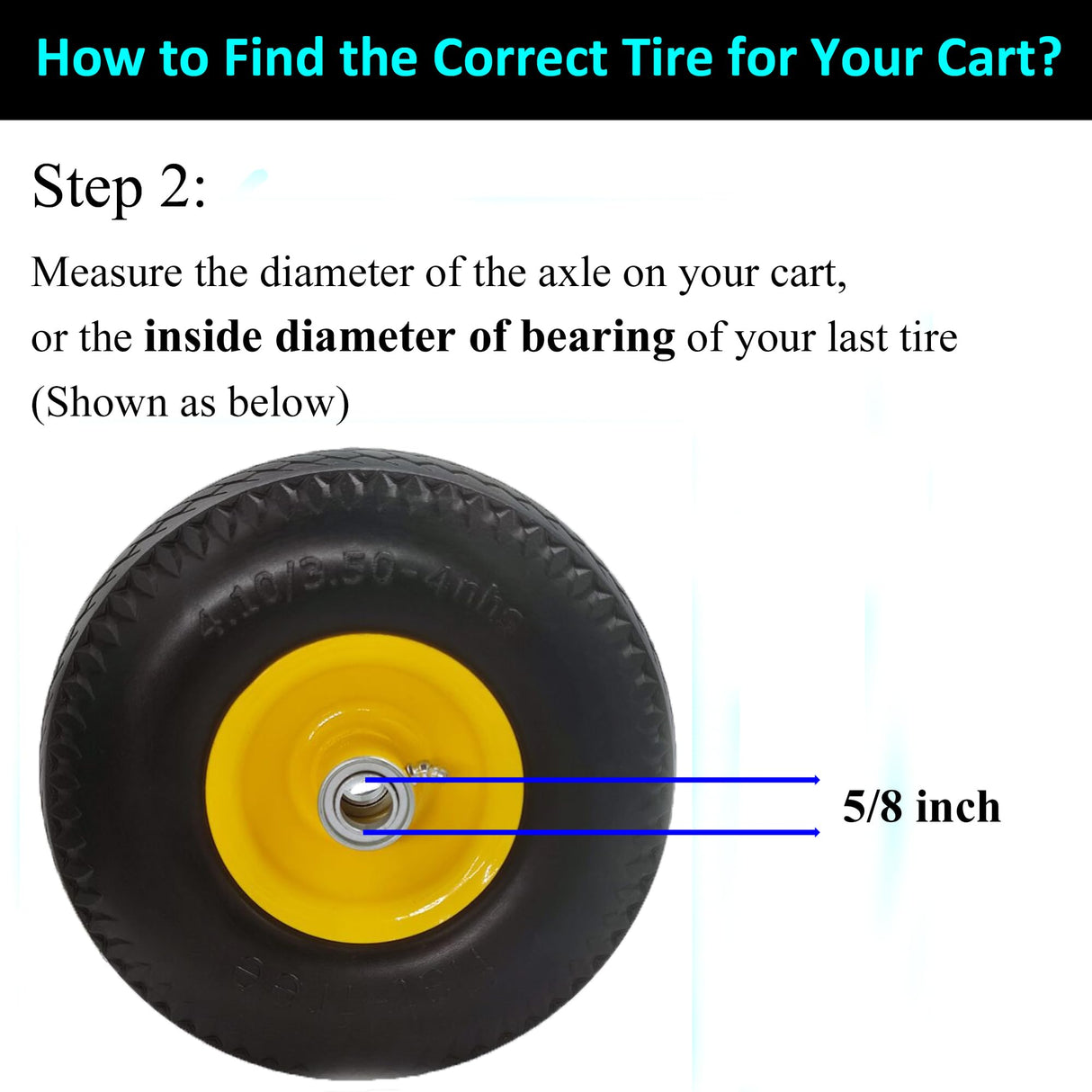 Flat Free 4.10/3.50-4 Tire with 3/4 & 5/8 Axle Bore, 3.5” Center Hub 10 inch Solid Tire Replacement for Hand Truck/Wagon/Garden Cart/Wheelbarrow/Dolly(Set of 2)