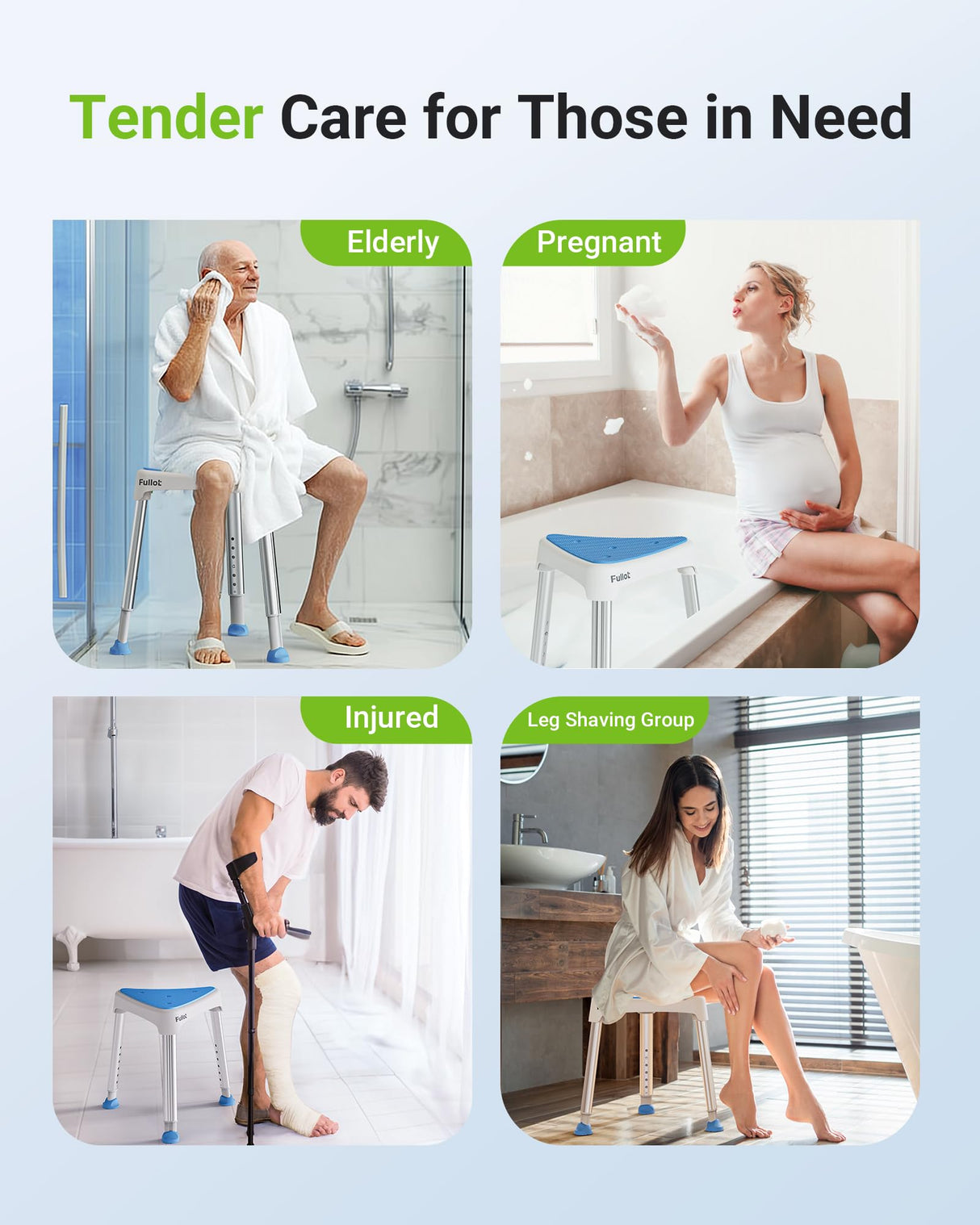 Space-Saving Triangular Shower Chair for Inside Shower with EVA Pad, 400 lbs Adjustable Shower Chair for Elderly and Disabled, Non-Slip Shower Seat, Bath Chair for Tub, Tool-Free, FSA/HSA Eligible