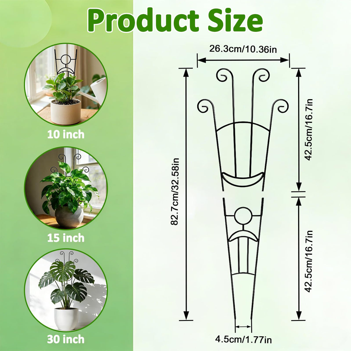 Monstera Plant Support - 32.6 Inch Tall Trellis with 2 Pack Plant Stakes for Your Large Climbing Monstera Deliciosa | Indoor Plant Climbing Frame for Potted Growth