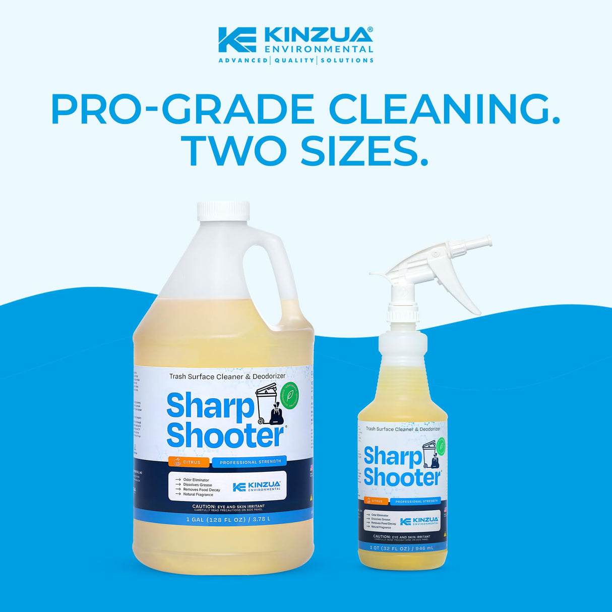 Sharpshooter, Heavy-Duty Trash Can Odor Eliminator & Degreaser, Garbage Surface Cleaner and Deodorizer Foam, Professional-Grade, Fresh Citrus Scent, 32 oz, Pack of 2