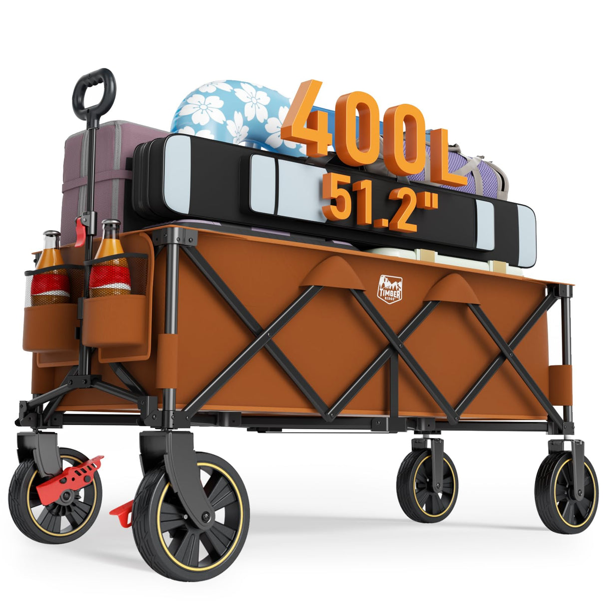 Timber Ridge 51.2'' Extended Collapsible Wagon Cart with Brakes