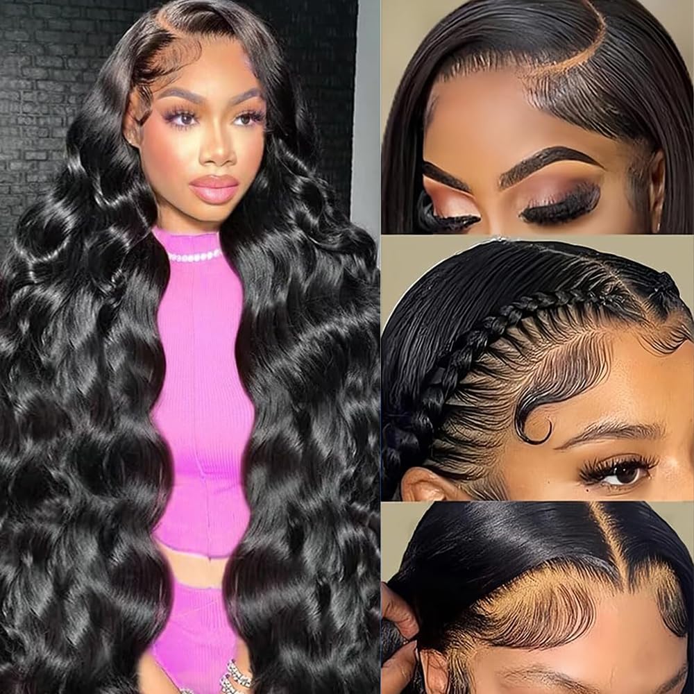 KINNIS 13x6 Body Wave Lace Front Wigs Human Hair Pre Plucked 200% Density HD Transparent Lace Frontal Wigs Human Hair for Women Glueless Wigs Human Hair with Baby Hair 26 Inch