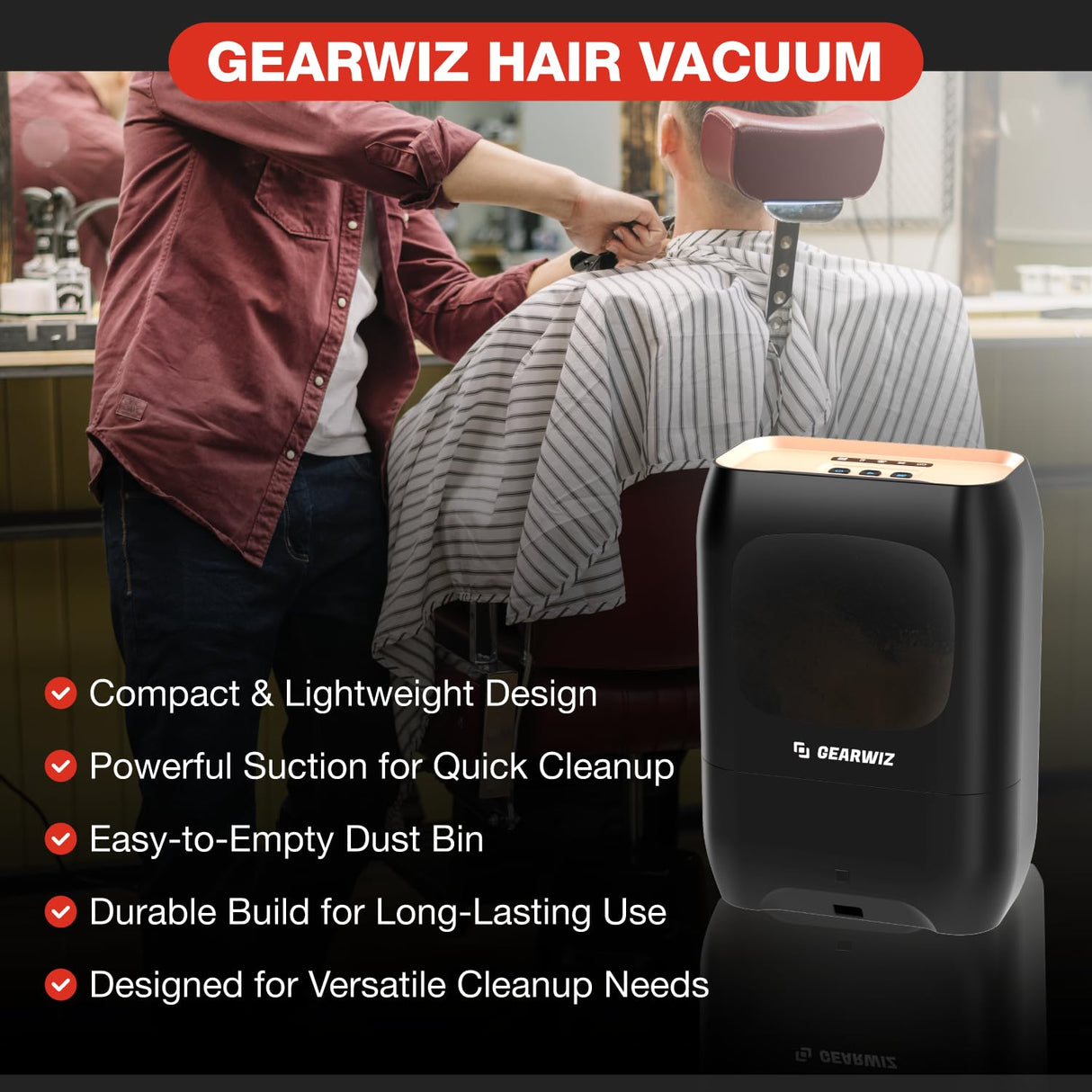 Gearwiz Touchless Automatic Electric Vacuum Dustpan with Nozzle Attachment – Hands-Free, Multi-Mode Floor Cleaner for Professional Use