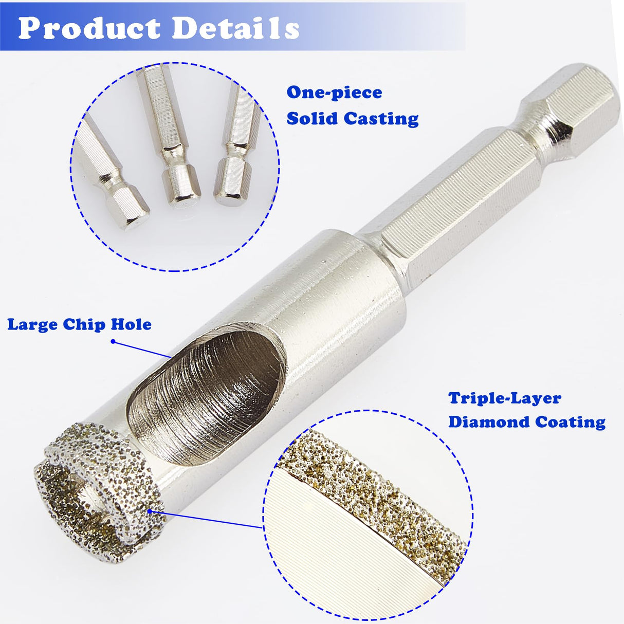 DaduoRi 4 7/8 Inch (125mm) Diamond Hole Saw with Pilot Bit, Easy Drilling for Porcelain Tile, Granite, Ceramic, Marble, Glass, Stones, Diamond Tip Coated, 1 3/8" Depth of Cut