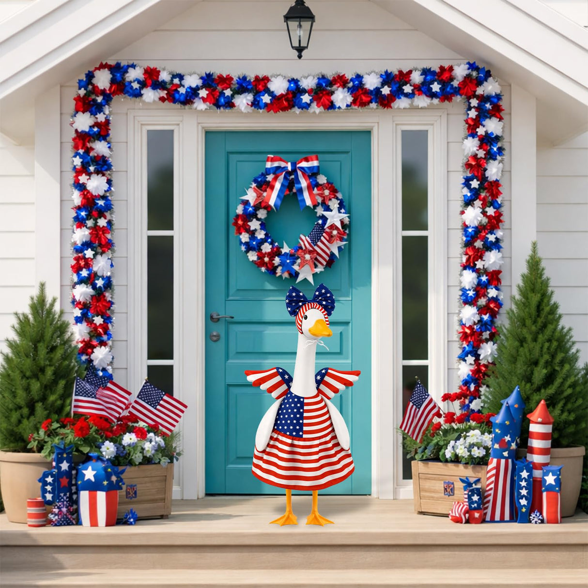 4th of July Porch Goose Outfits Patriotic Goose Costume for Outdoor Decor