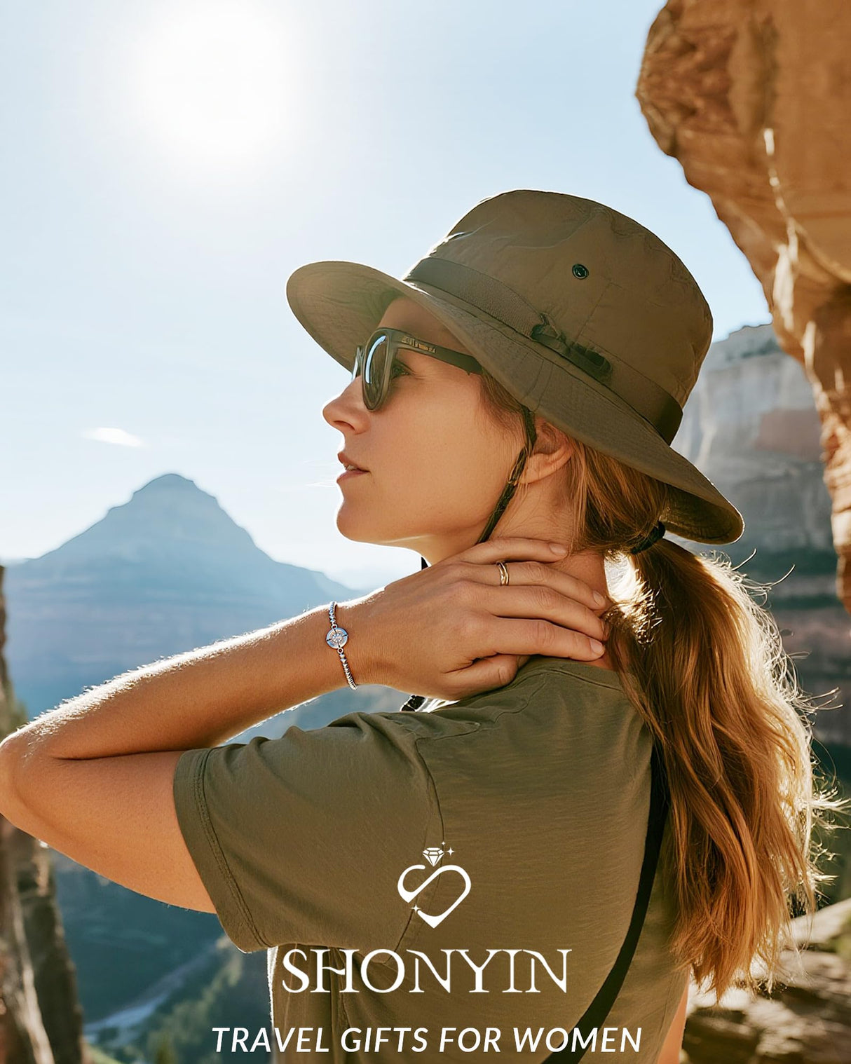 Shonyin Travel Gifts for Women for Travelers, Trip Gifts, Compass Bracelet