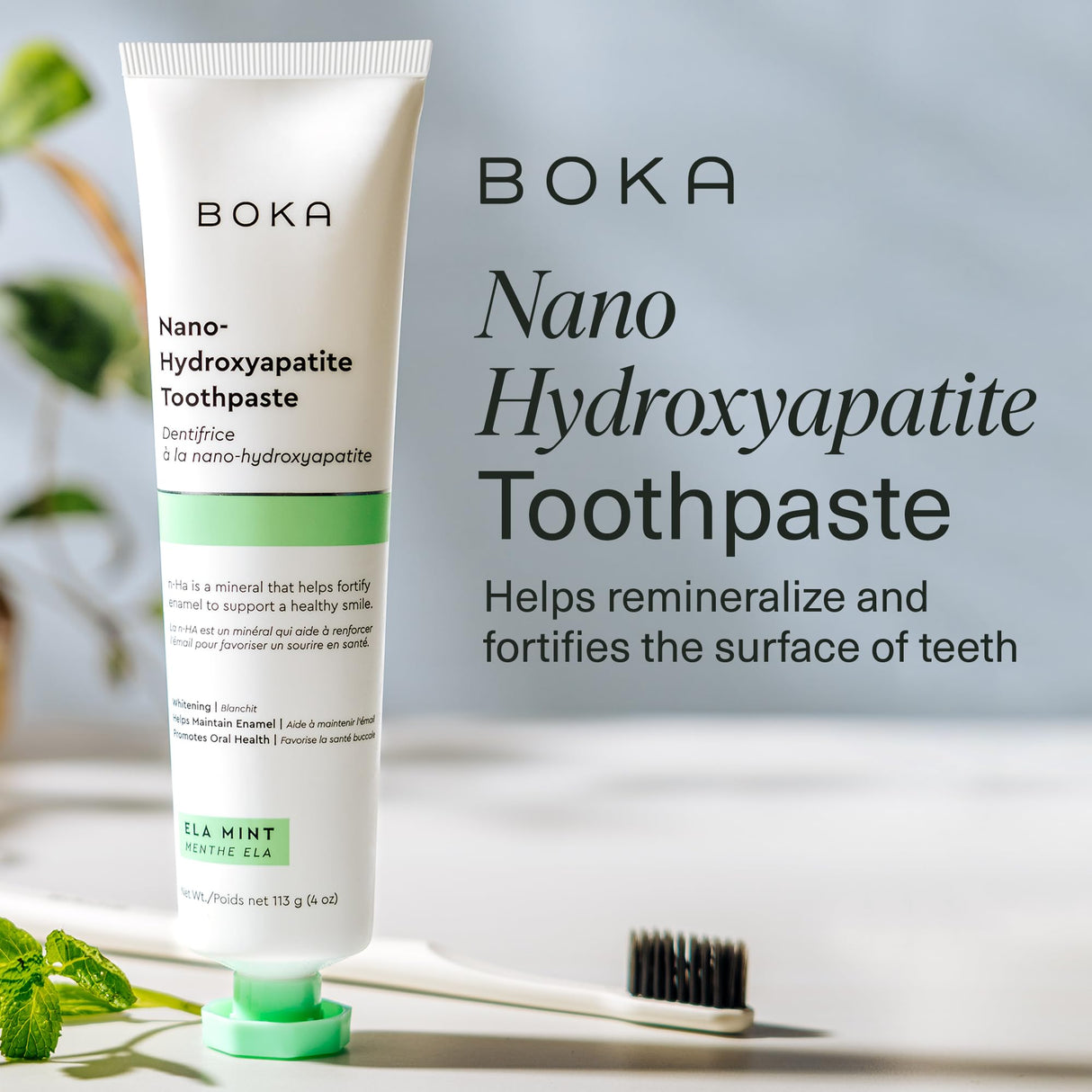 Boka Fluoride Free Toothpaste Nano Hydroxyapatite, Helps Remineralize, Appropriate for Sensitive Teeth, Whitening - for Adult, Kids Oral Care - Refresh Mint Flavor, 4 Fl Oz 3Pk