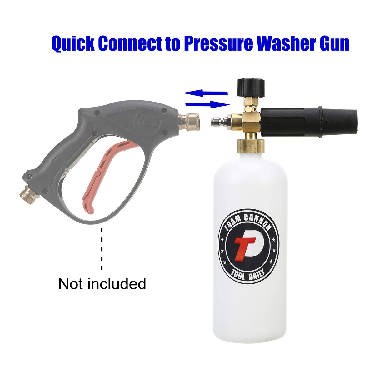 Tool Daily Foam Cannon with 1/4 Inch Quick Connector 1 Liter, 5 Nozzle Tips