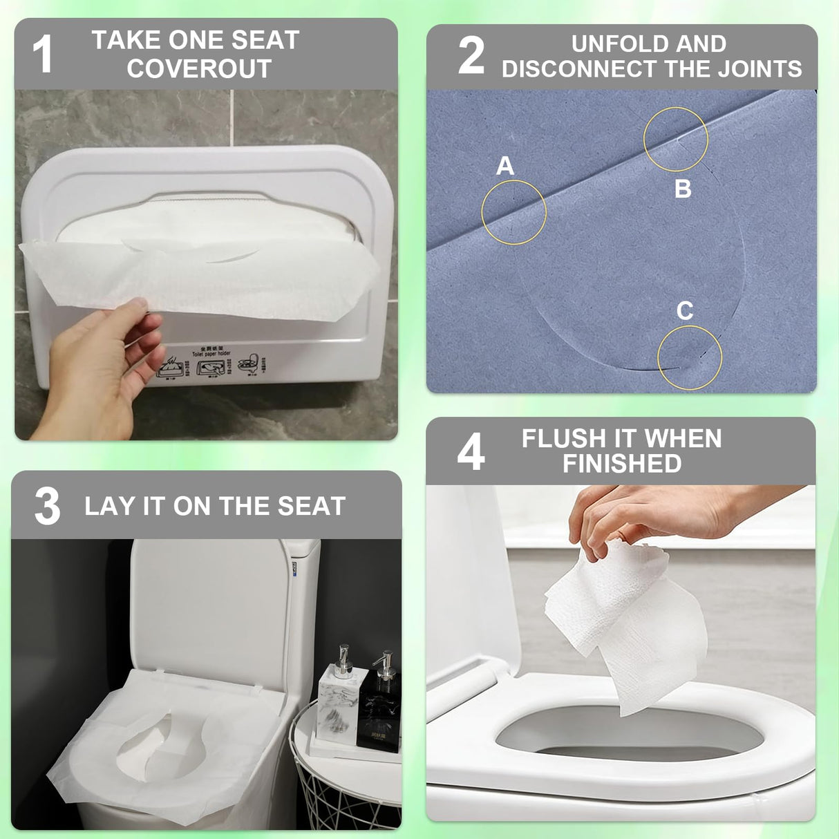 Greenour Disposable Toilet Seat Cover Flushable and Biodegradable Paper Toilet Seat Cover for Adults and Kids, Great for Hotel, Business and Commercial-4 Packs of 250