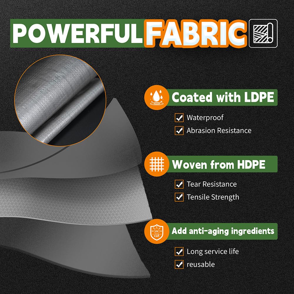 RAINDEWAY 8x10 Feet (3 Pack) Tarps Heavy Duty Waterproof,10Mil Thick Multipurpose Poly Tarp Cover with Metal Grommets and Reinforced Edges,Silver/Brown Tarp