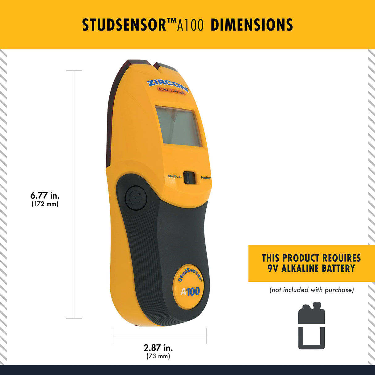 Zircon® StudSensor™ A100 Edge Finding Stud Finder Wall Scanner
