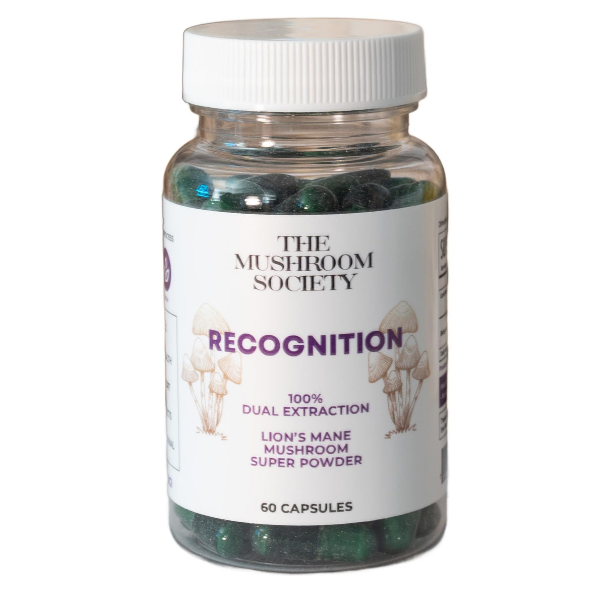 The Mushroom Society Recognition Lion’s Mane Supplement- Dual Extraction Lion’s Mane Super Powder - Mushrooms Supplement for Cognitive & Mood Support - 60 Capsules