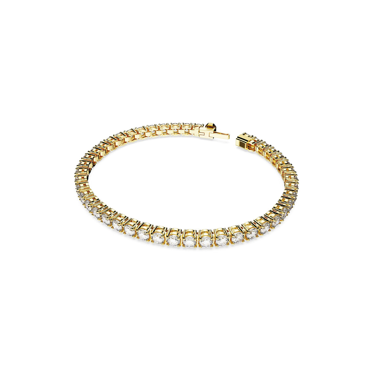 Swarovski Matrix Tennis Bracelet, Round Clear Stones on Gold-Tone Finished Band, Size M, Part of the Matrix Tennis Collection