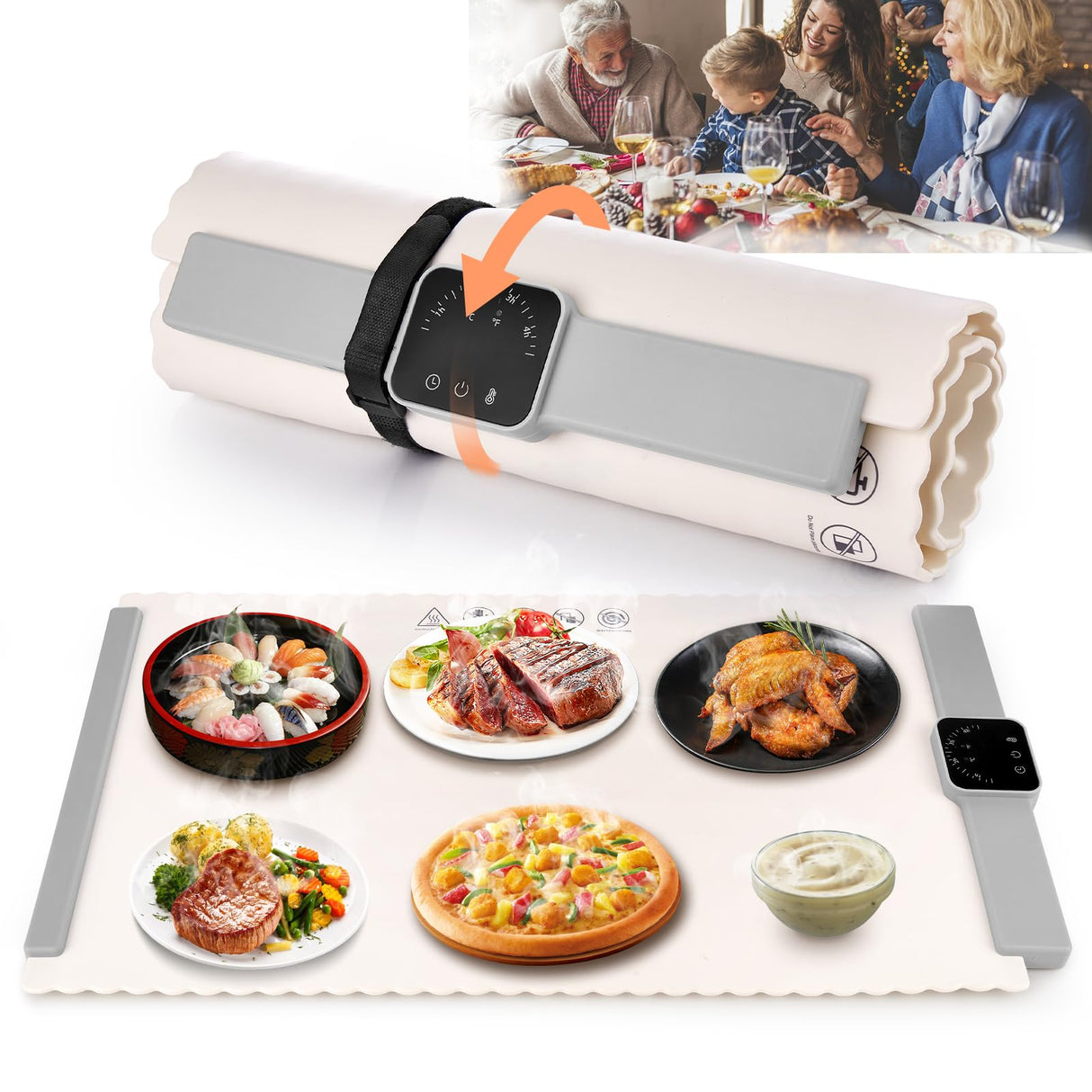 Warming Mat for Food, Food Warming Mat, White Elephant Gifts, Portable Electric Warming Tray for Food,with 5 Temperature Settings,Heating Mat for Food,Food Warmer for Buffet Party, Daily Use