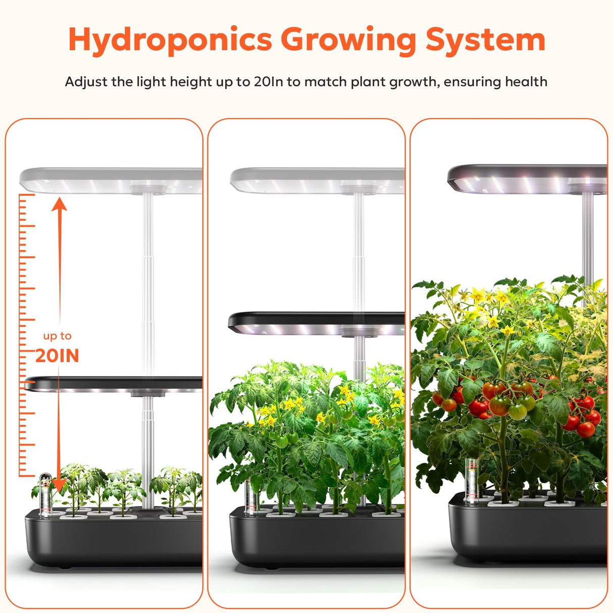 owltron Hydroponics Growing System Kit, 12 Pods Indoor Herb Garden with 24W LED Grow Light Full Spectrum, Planting Height Up to 20", Quiet Water Pump, Indoor Gardening for Gifts, Kitchen, Black