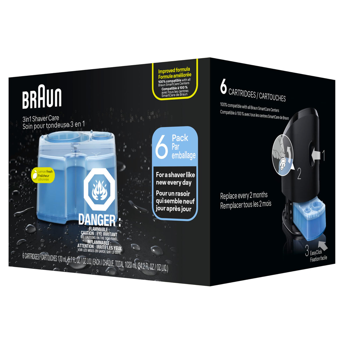 Braun Clean & Renew Refill Cartridges CCR, Replacement Shaver Cleaner Solution for Clean&Charge Cleaning System, Pack of 6