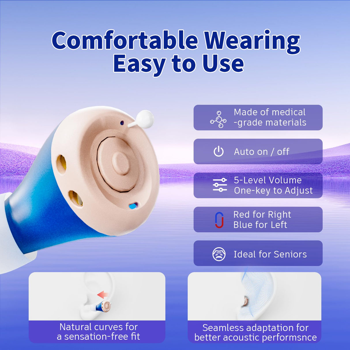 Flaygo Rechargeable Hearing Aids for Seniors with Hearing Loss, They are Equipped with a Smart Noise Reduction chip, Providing Clear Sound Quality and Comfortable Wearing. Super-mini, Auto-On/Off