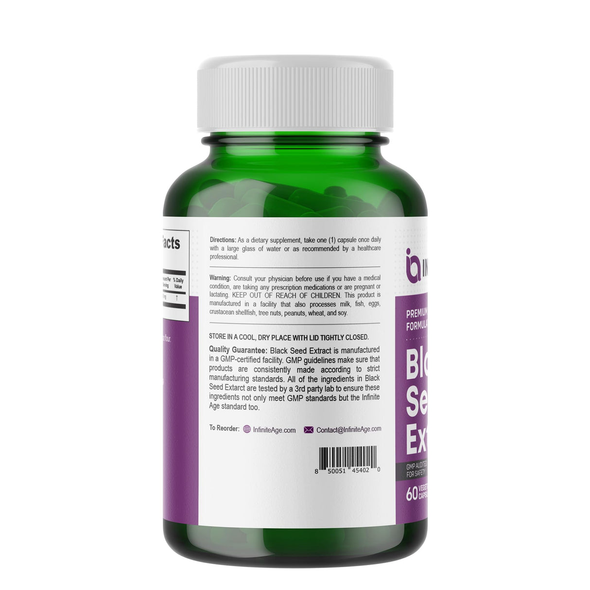 Infinite Age Dry Organic Black Seed Oil Extract Capsules, 60 Count - Nigella Sativa Immune Booster for Optimal Skin, Hair, Memory, Focus, Brain Health and Immunity - Thymoquinone Supplement