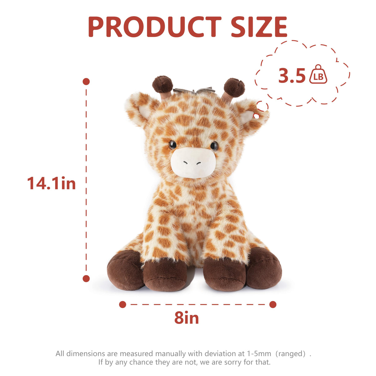 Niuniu Daddy 14" | 3.5 Pound Giraffe Weighted Plush Stuffed Animal, Heavy Giraffe Pillowfort Toys for Kids Adults, Weighted Beads for Stuffed Animals Body Pillow for Gift Birthday Christmas Holiday