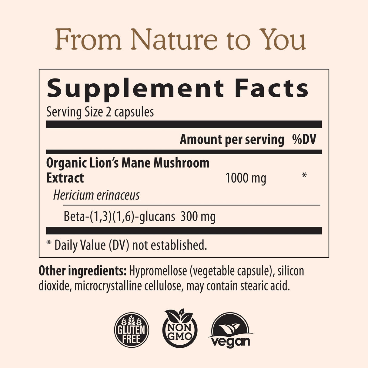 Real Mushrooms Lion’s Mane Capsules - Organic Lions Mane Mushroom Extract for Cognitive Function & Immune Support - Brain Mushroom Supplements for Memory and Focus - Vegan, 300 Caps