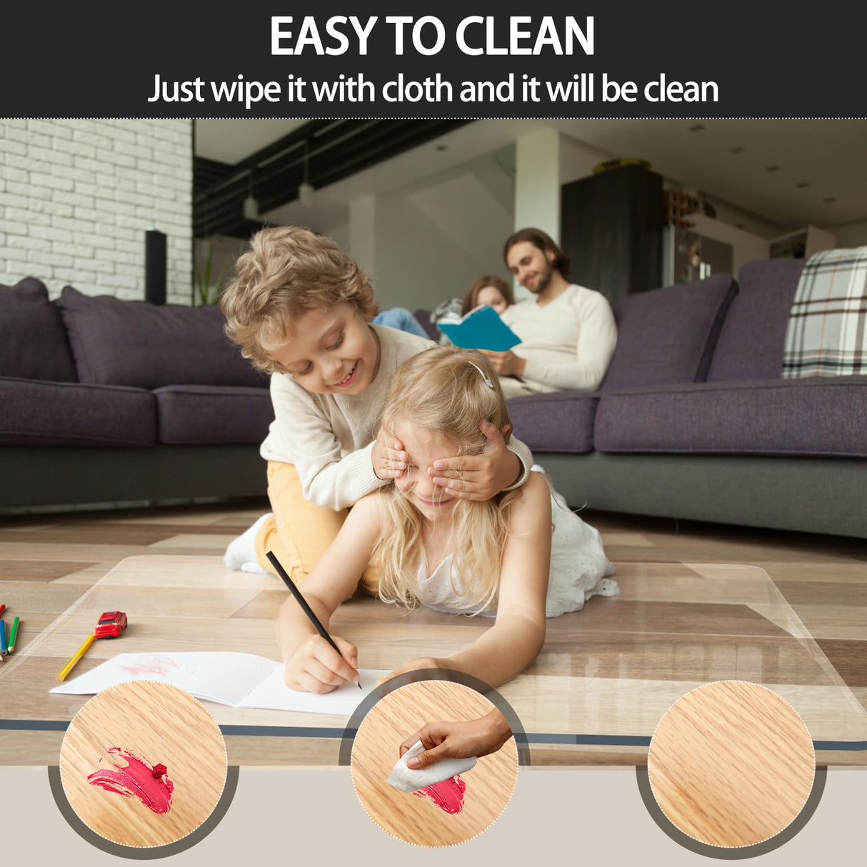 KAISLE Office Chair Mat for Carpet Floor, Plastic Rolling Chair Mat for Carpeted Floors, Computer Desk Chair Floor Mats, 48 x 30 Inch Rectangle Clear Heavy Duty Floors Protector 0.14 Inch Thick