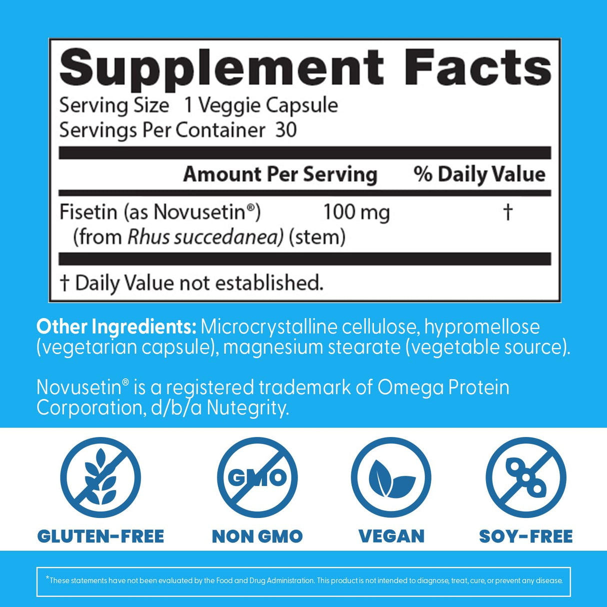 Doctor's Best Fisetin with Novusetin, Non-GMO, Vegan, Gluten & Soy Free, 100 mg, 30 Count