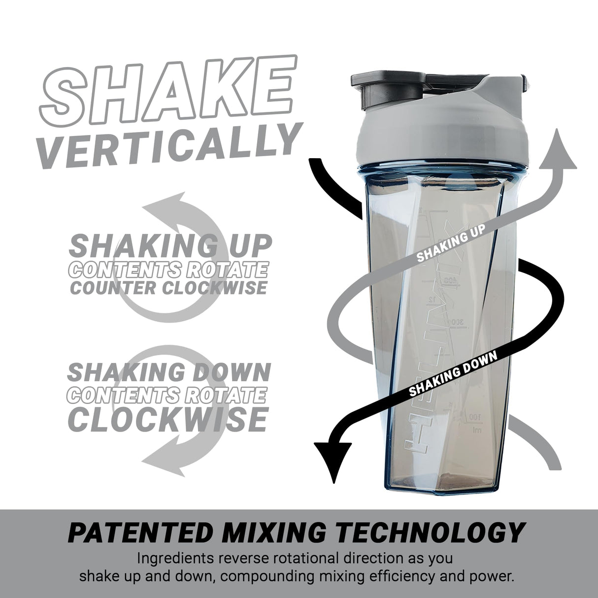 HELIMIX 2.0 Vortex Blender Shaker Bottle Holds upto 28oz | No Blending Ball or Whisk | USA Made | Portable Pre Workout Whey Protein Drink Shaker Cup | Mixes Cocktails Smoothies Shakes | Top Rack Safe
