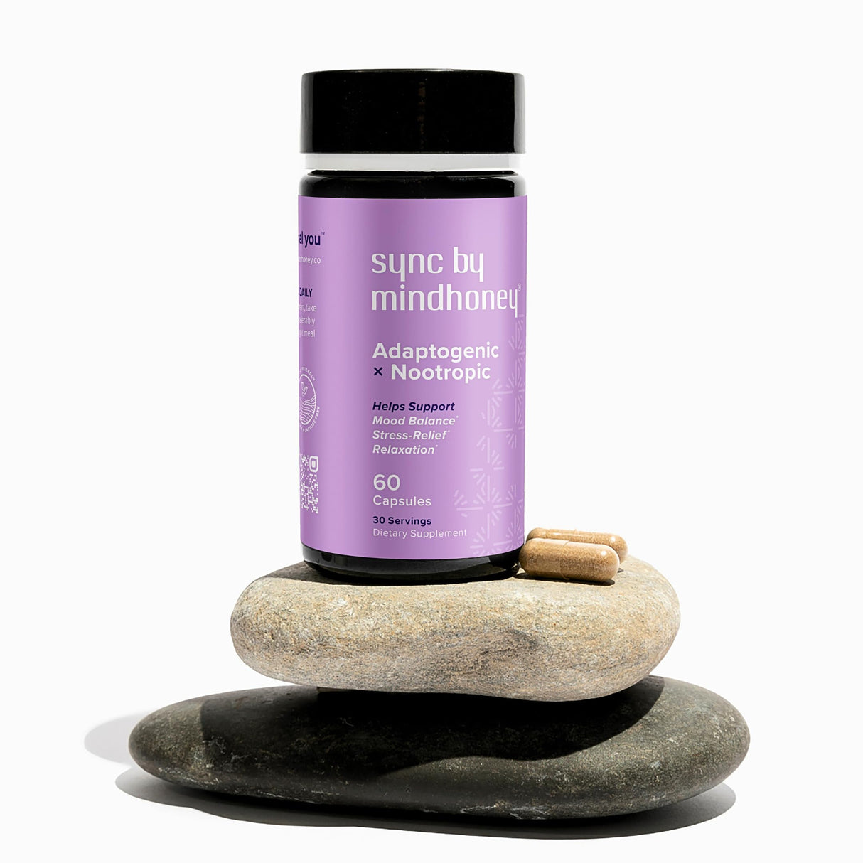 MINDHONEY | SYNC 60 Count, Premium All-in-One Adaptogenic Supplement | Relaxation, Mood Balance, Stress | Magnesium, Ashwagandha, Nootropics, Adaptogens, Minerals & Vitamins