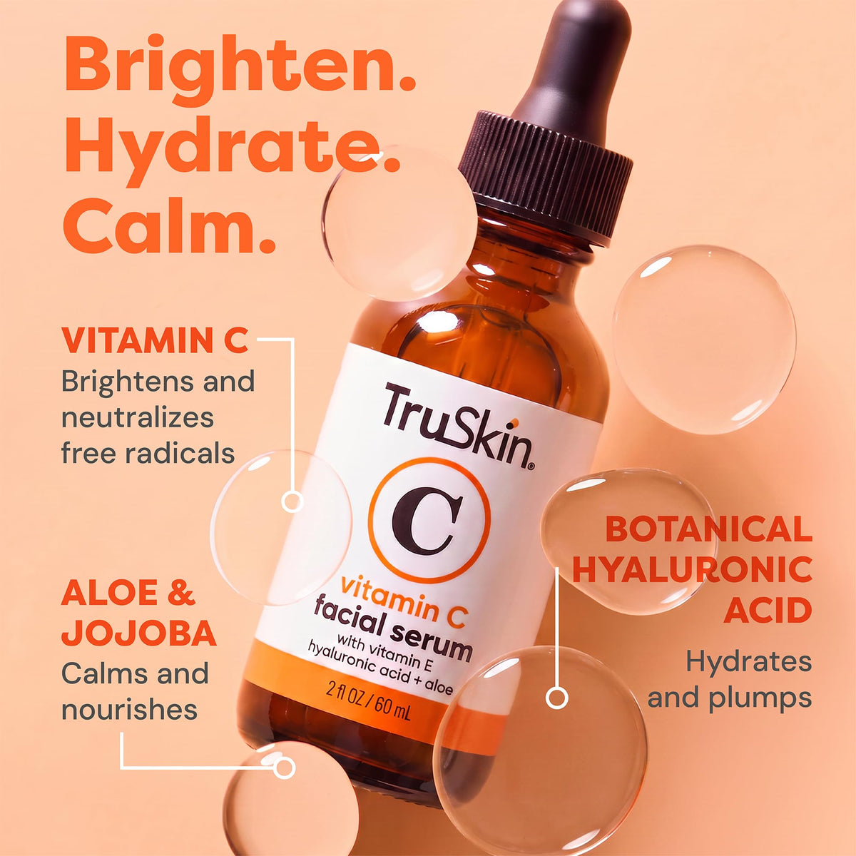 TruSkin Brightening Vitamin C Serum for Face with Hyaluronic Acid - 2 fl oz