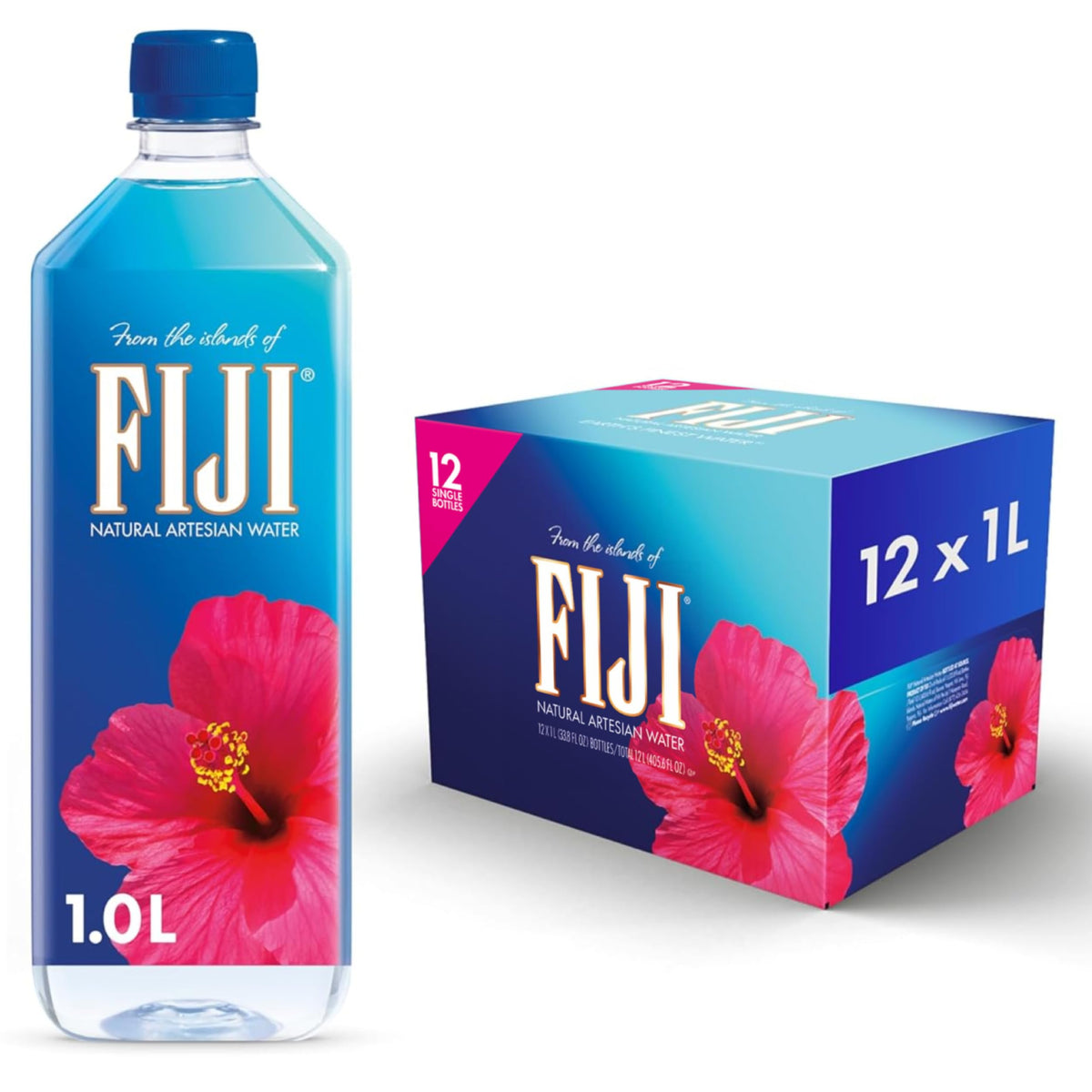 FIJI Natural Artesian Bottled Water, 1 Liter / 33.8 Fl Oz (Pack of 12)