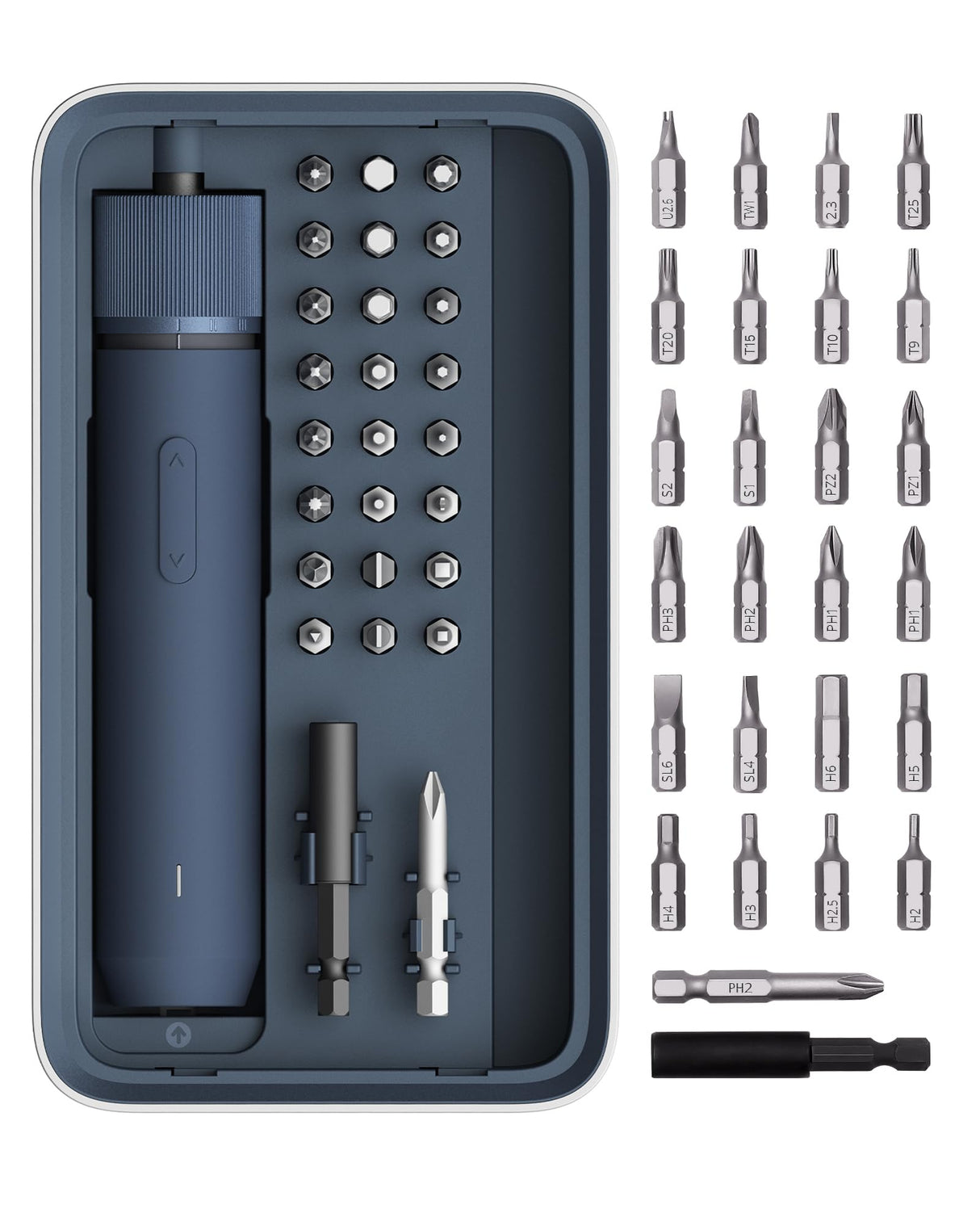 HOTO 25-Piece Upgraded Electric Screwdriver Kit, 1/4'' Hex, Magnetic Lid, 1500mAh Rechargeable Cordless Screwdriver, LED Light, Ideal for Furniture Assembly, Home Repair & Garage Projects