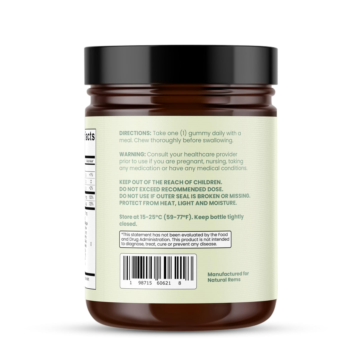 Natural Rems Sea Moss Gummies 16-in-1 - Ashwagandha Black Seed Oil Bladder Wrack Turmeric Vitamin C & D3 with Manuka Burdock Root Dandelion Yellow Dock Elderberry Apple Cider Vinegar (Green Apple)