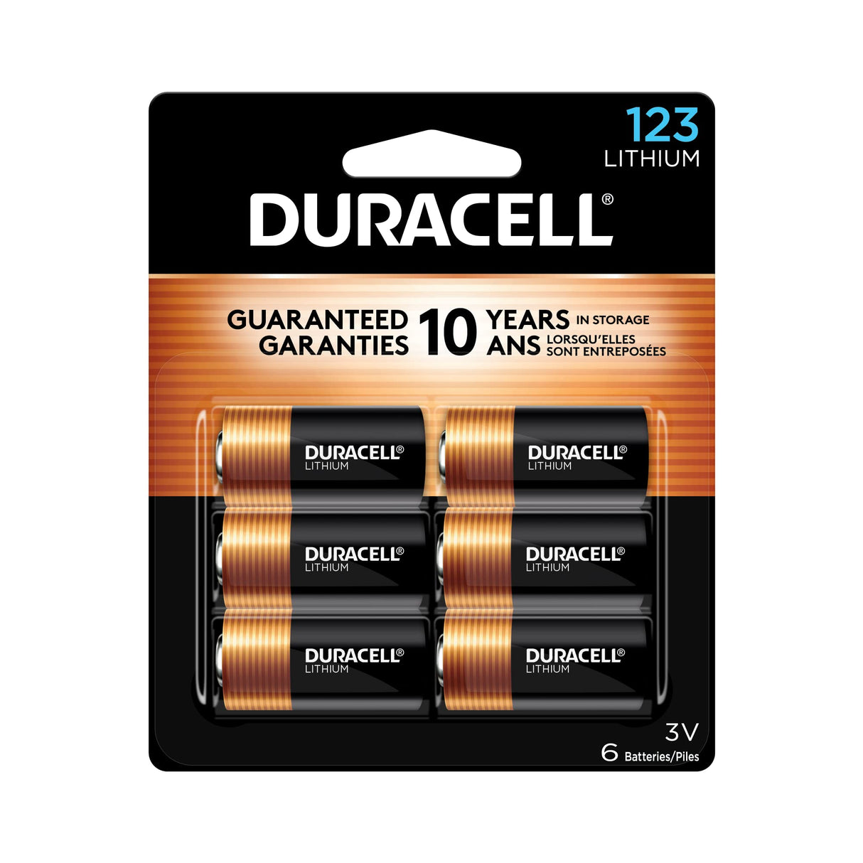 Duracell CR123A 3V Lithium Battery, 6 Count (Pack of 1), 3 Volt High Power for Home Safety, Security Devices, Flashlights, Smoke Alarms, Home Automation