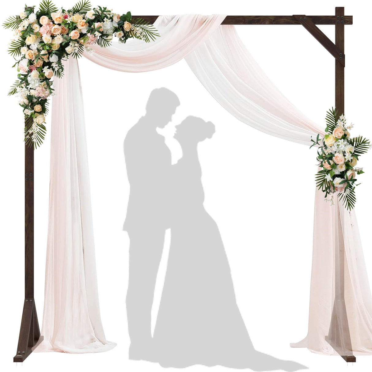 Xiomot Wooden Wedding Arch 7.2FT Square Wood Arches Arbor Backdrop Stand