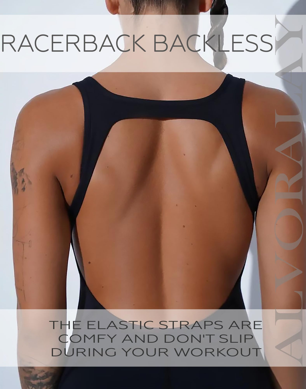 ALVORALAY Women's Flare Jumpsuit with Bra Tummy Control Workout Outfit Sleeveless Backless Bodysuit (Black, Medium)