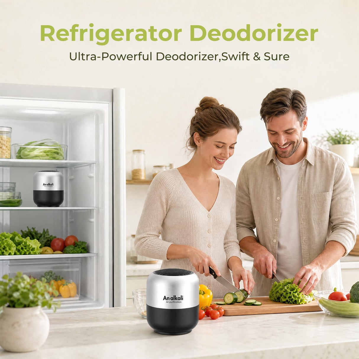 Fridge Deodorizer – 4 Pack Refrigerator Odor Eliminator, Lasts 10 Years, Chemical-Free Fresh Odor Eliminator Kit, More Effective Than Baking Soda, for Kitchen Appliances, Closet, Car, Pet Areas-Black
