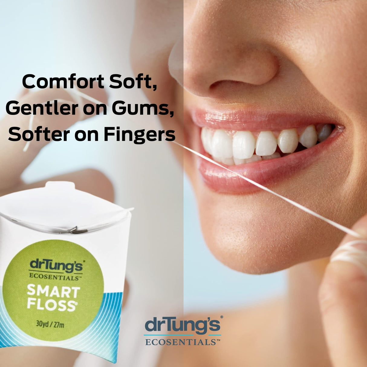 DrTung's Smart Floss - Natural, PTFE & PFAS Free Floss, Gentle on Gums, Expands & Stretches, BPA Free Floss - Natural Dental Floss Cardamom Flavor (Pack of 3)