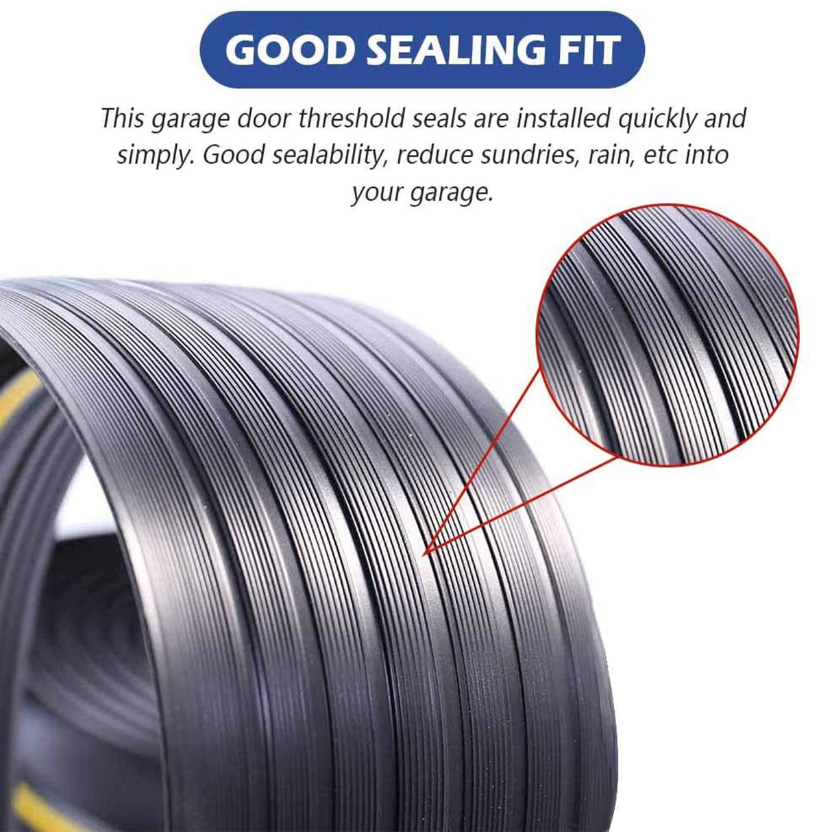 ToLanbbt 20Ft/6M Universal Garage Threshold Seal Strip with 300ml Black Sealants/Adhesives, Garage Door Bottom Weatherproof Strip Rubber DIY Weather Stripping Replacement (Black+Yellow)