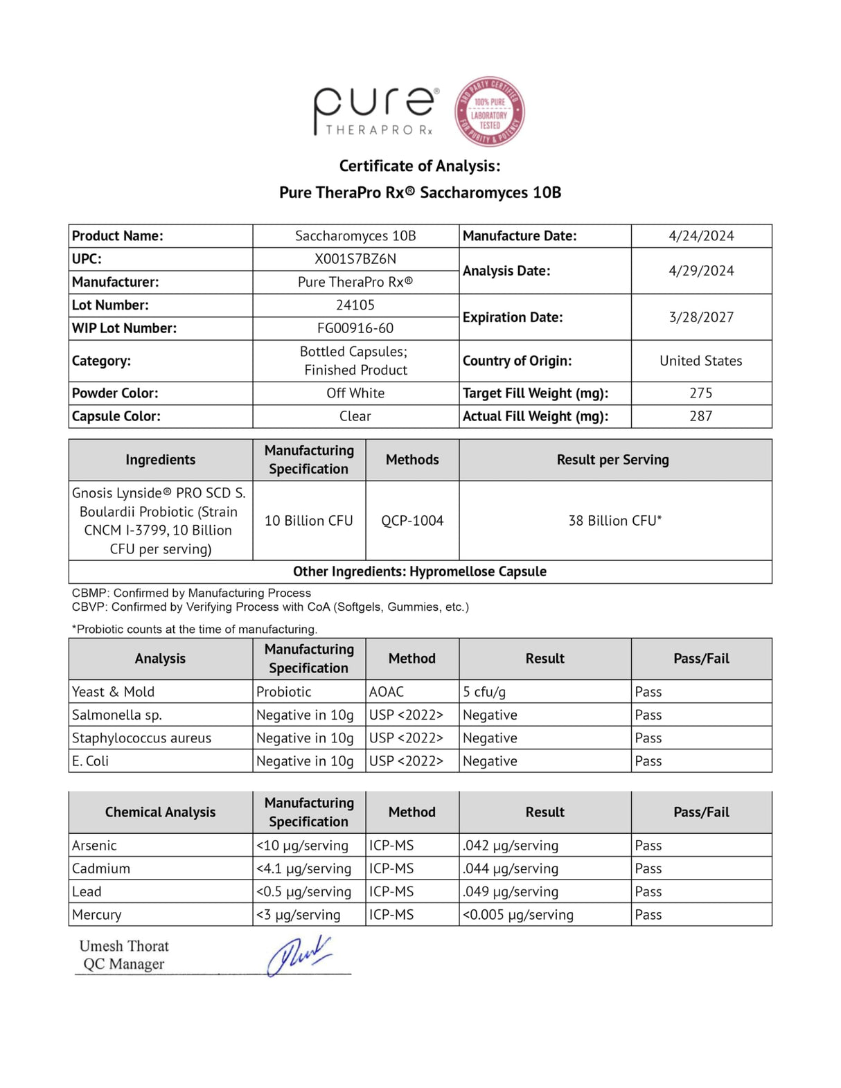 Saccharomyces 10B - Saccharomyces Boulardii, 10 Billion CFU Per Serving, Patented Strain: Lynside CNCM I-3799, Probiotic Capsules, Probiotics for Men and Women - 60 Count