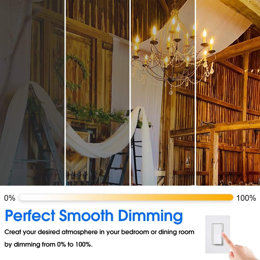 Energetic 12 Pack Dimmable Candelabra Led Light Bulb, CA11 Shape,Flame Tip Style, 60 Watt Equivalent, 4000K Cool White, E12 Base, Led Candelabra Bulb,CRI 90+, Halloween Christmas Decoration