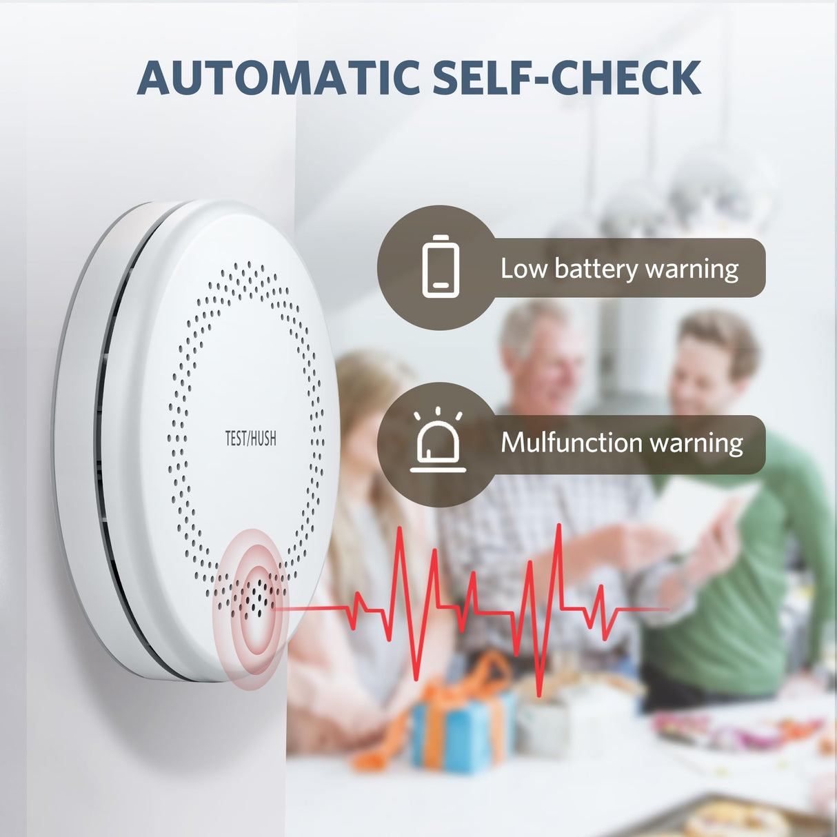2 Pack Smoke and Carbon Monoxide Alarms, HATHEPHS 10-Year Battery Smoke & CO Detector with Large Test/Silence Button, Easy Installation