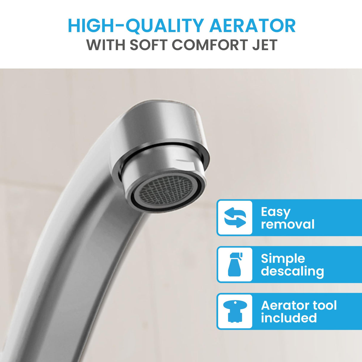 Bächlein Kitchen Mixer 360 Degree Swivel (Chrome) - Single Lever Sink Mixer with 360° Swivel Spout - Faucet for The Kitchen in Extra Solid Design