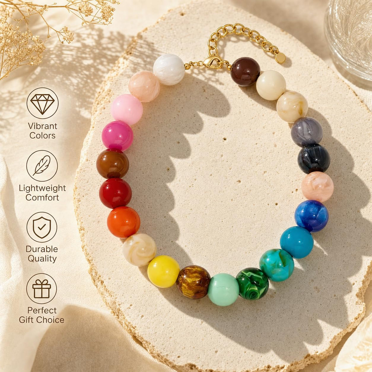 AGHTLZX Colorful Beaded Necklace for Women