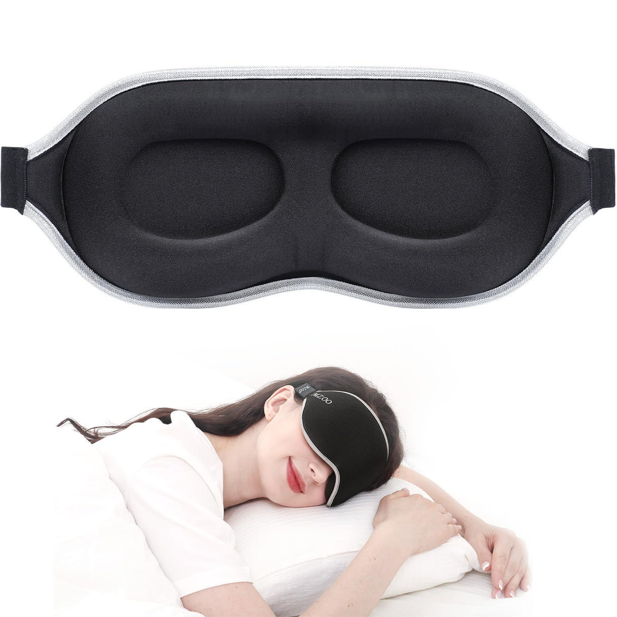 MZOO Luxury Sleep Mask for Back, Side Sleeper, Complete Light Blocking Sleeping Eye Mask Night Blindfold, 3D Zero Pressure & Spacious for Lash Extensions, Breathable Soft Eye Cover Flight Nap Travel