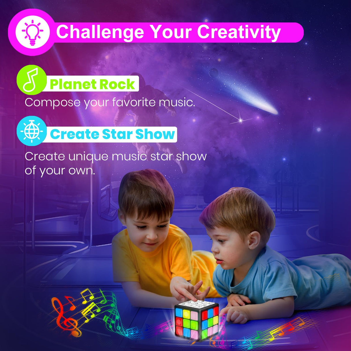 Xinbeiya Rechargeable Game Handheld Cube - 15 Fun Brain & Memory Game with Score Screen - Christmas Easter Birthday Gifts for Boys Girls Ages 6-12+ Years Old - Toy Gift Idea for Kids Teens (Black)