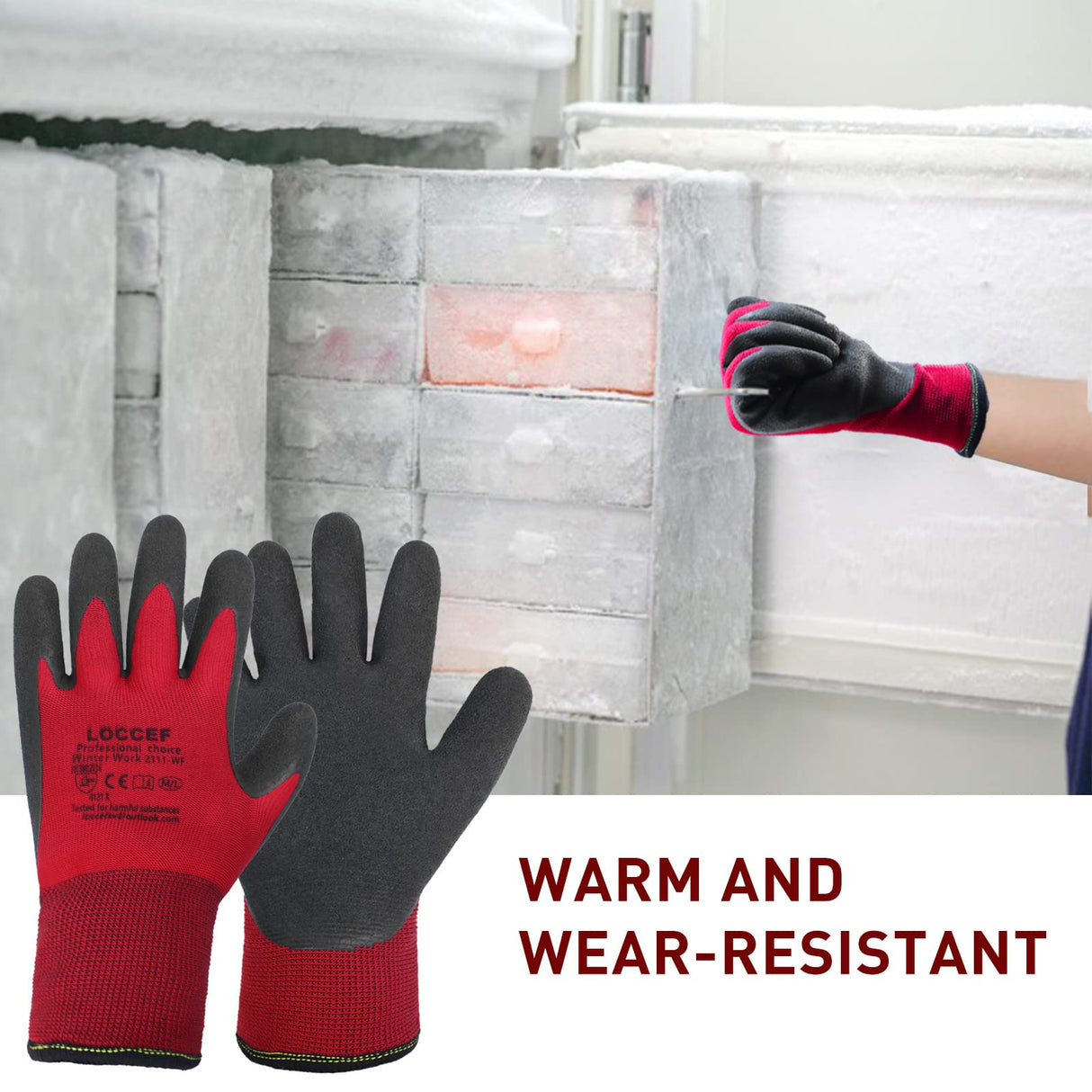 LOCCEF 2 Pairs Winter Work Gloves for Men and Women, Freezer Gloves for Work Below Zero, Thermal Insulated, Super Grip (XL)