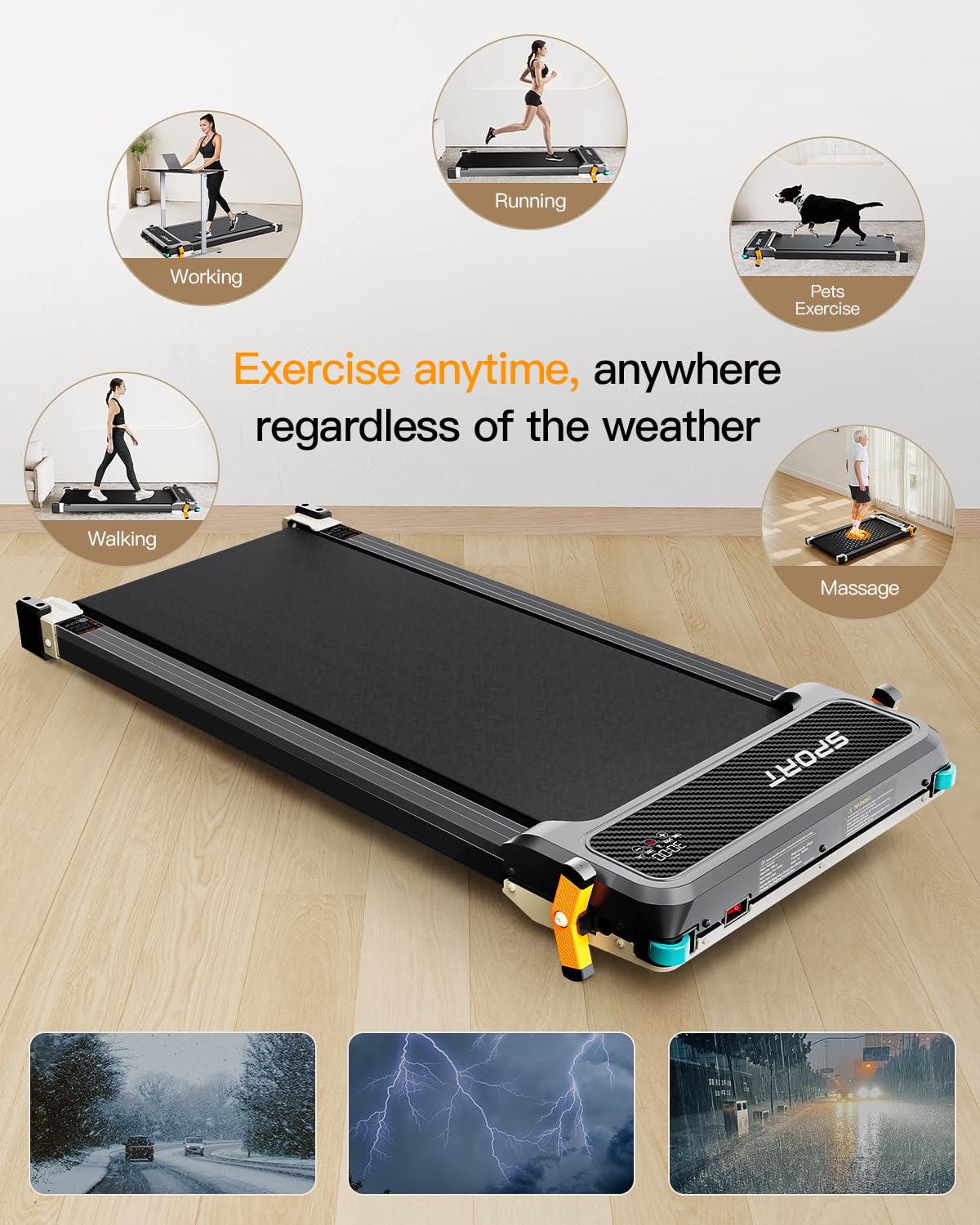 Walking Pad with Incline, Under Desk Treadmill for Home, 2.5HP Portable Treadmills with Remote Control, 4 in 1 Incline Treadmill with LED Display